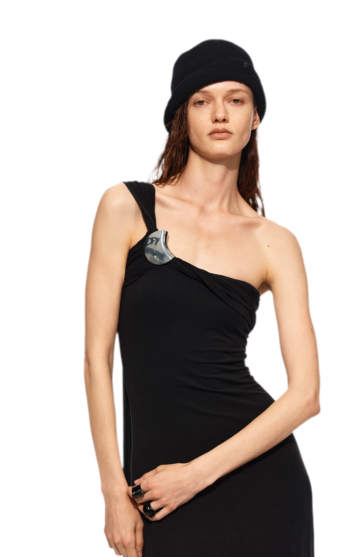 One-Shoulder Halter Maxi Dress