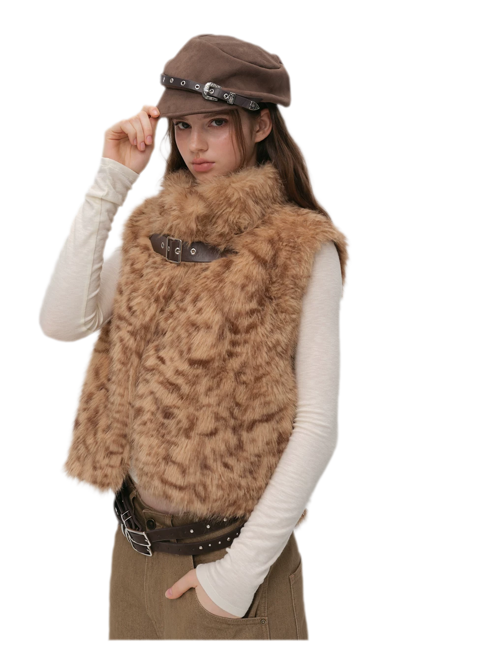 Detachable Sleeve Faux Fur Vest