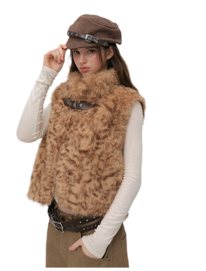 Detachable Sleeve Faux Fur Vest