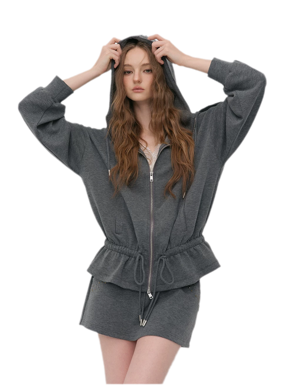 Air-Layer Hooded Skirt Set