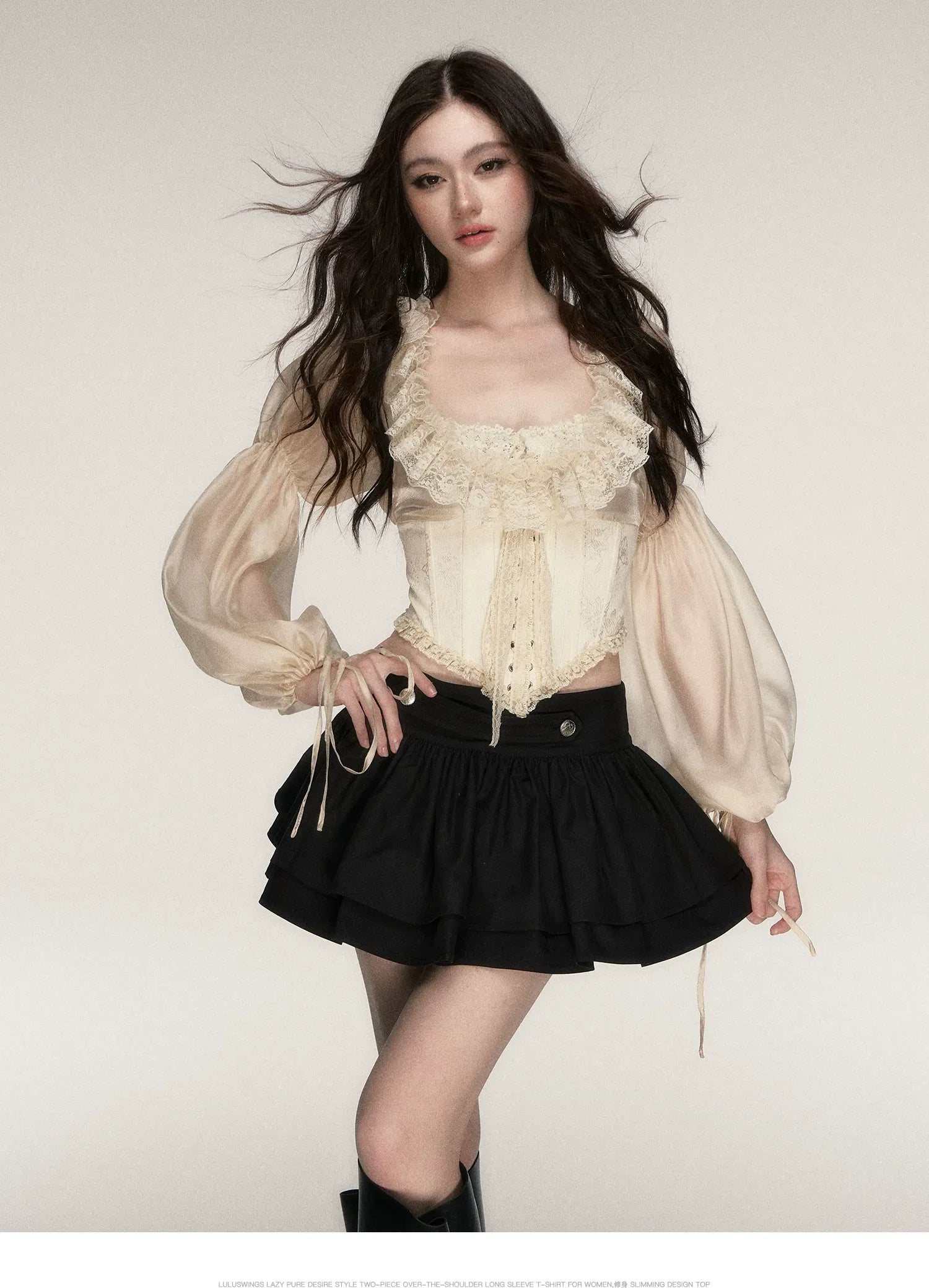Lace Jacquard Corset Top