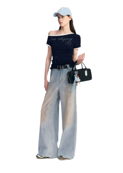 Sequin Wide-Leg Jeans