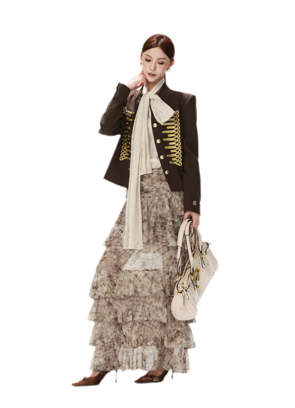 Textured Cropped Stand-Collar Jacket