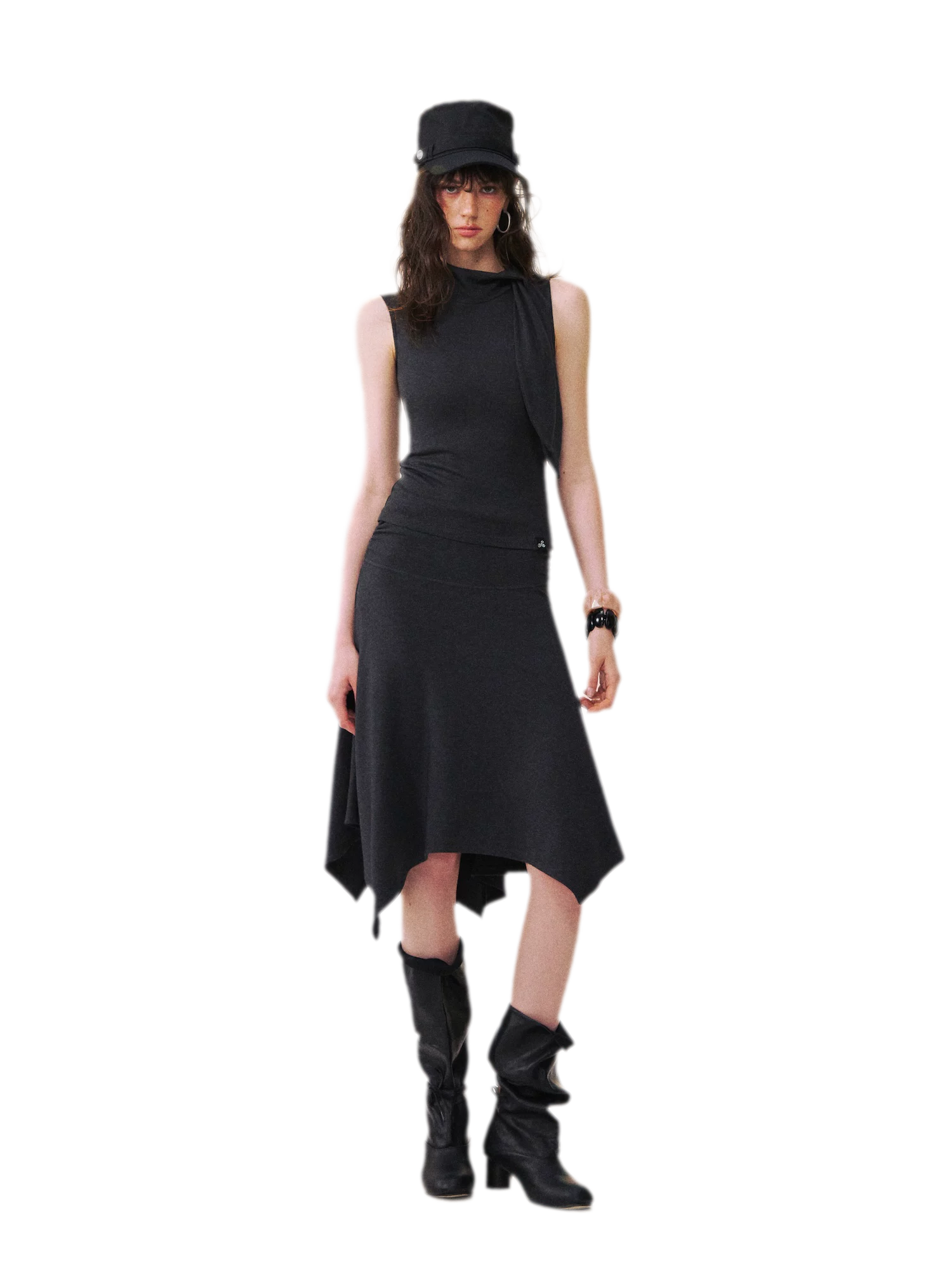 Draped Tie Top &amp; Skirt Set