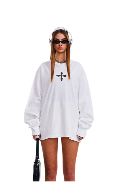 Cross Statue Oversized Long Sleeve Top