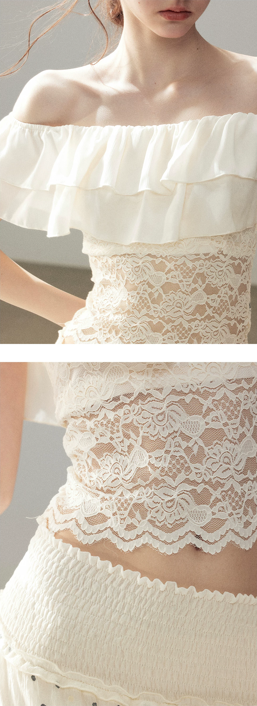 Ruffle Lace Off-Shoulder Top