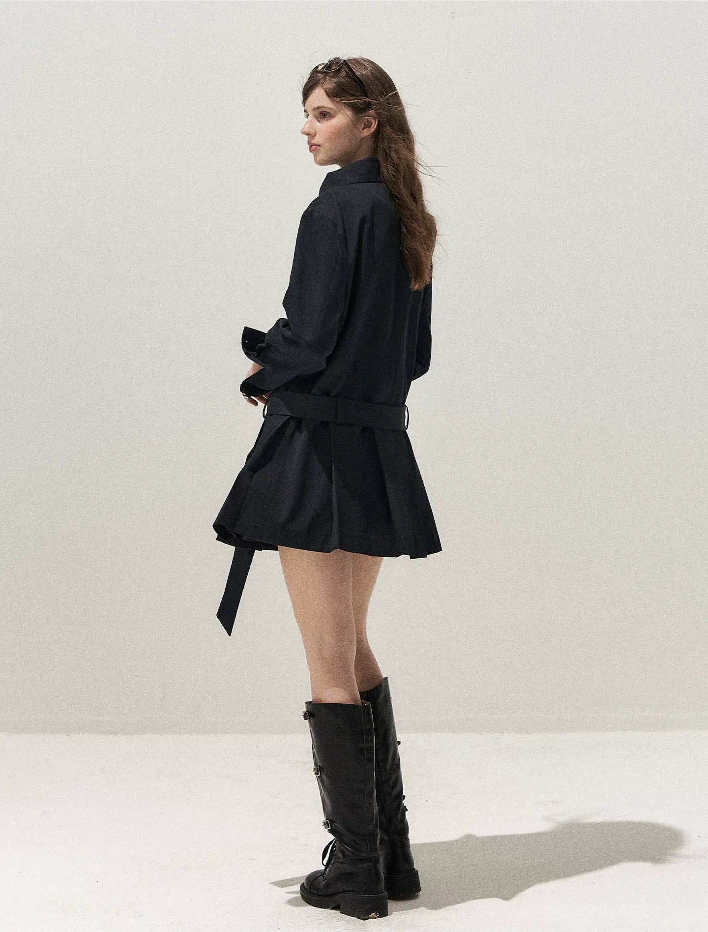 Plaid Cuff Napoleon Trench Dress