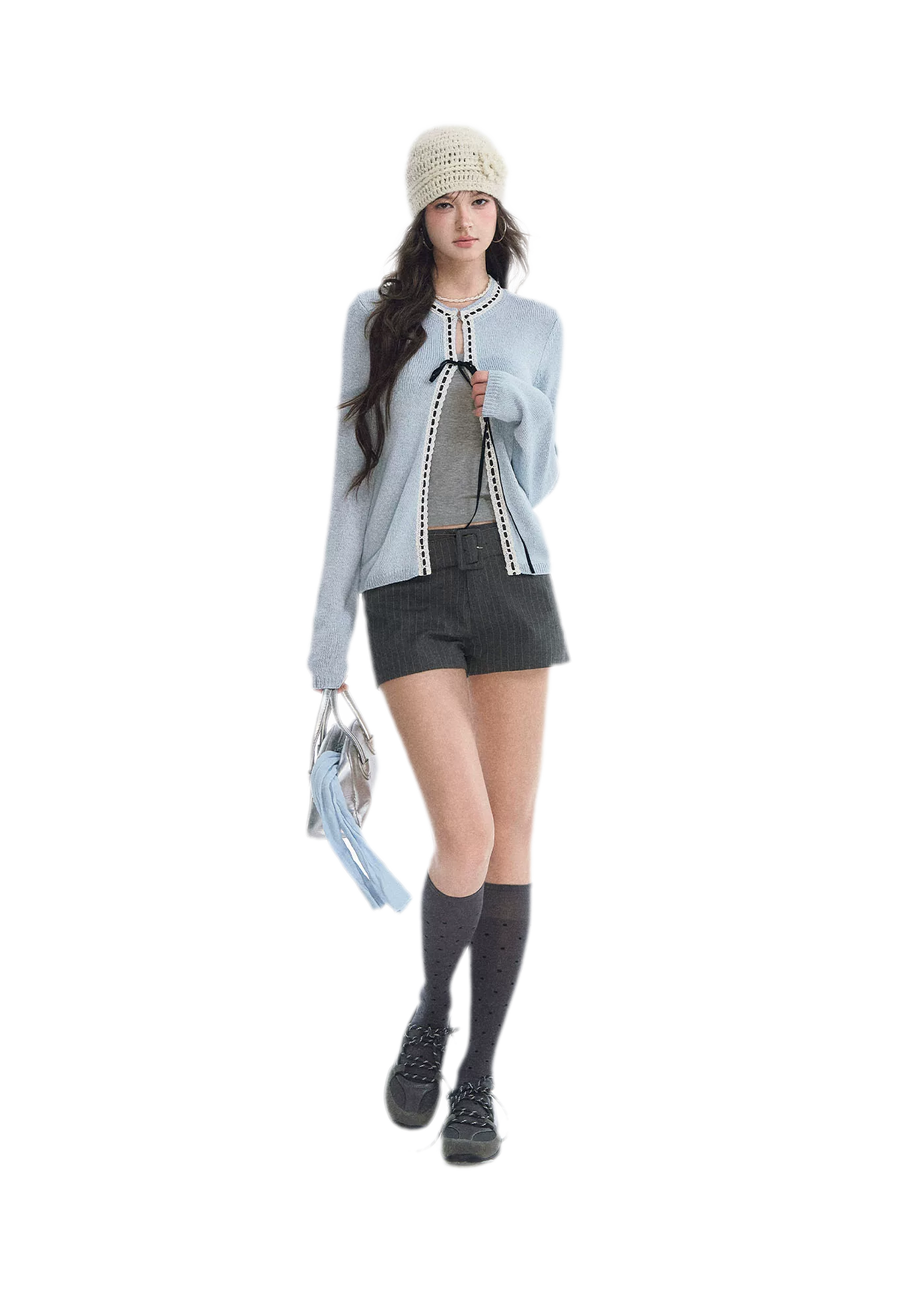 Fine Knit Contrast Trim Cardigan