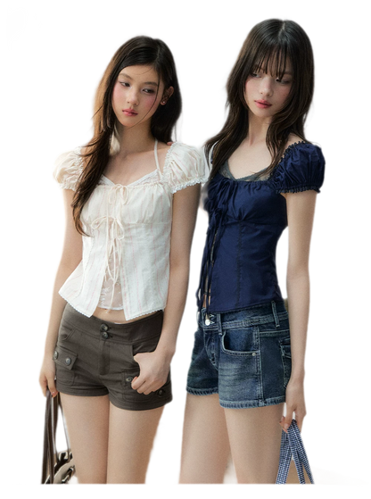 French Lace Puff Blouse