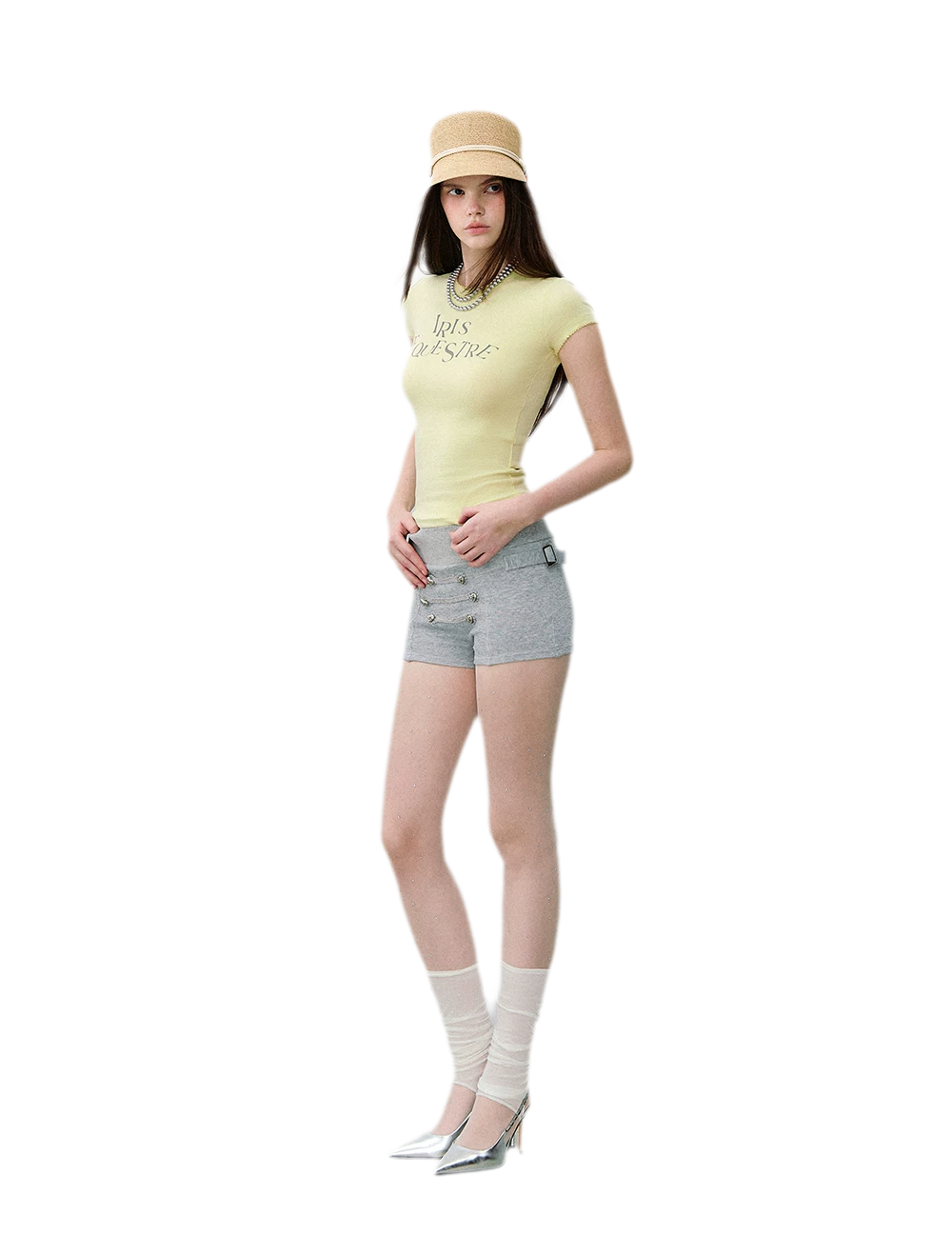 Tencel-Cotton Letter Print Slim T-Shirt