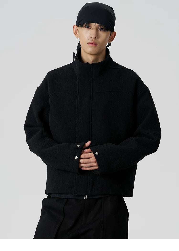 Wool Blend Stand-Collar Jacket