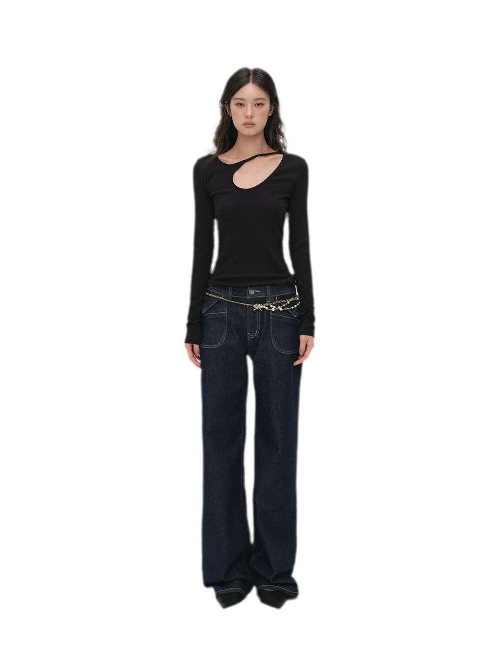 Lyocell Asymmetric Cutout Top