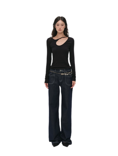 Lyocell Asymmetric Cutout Top