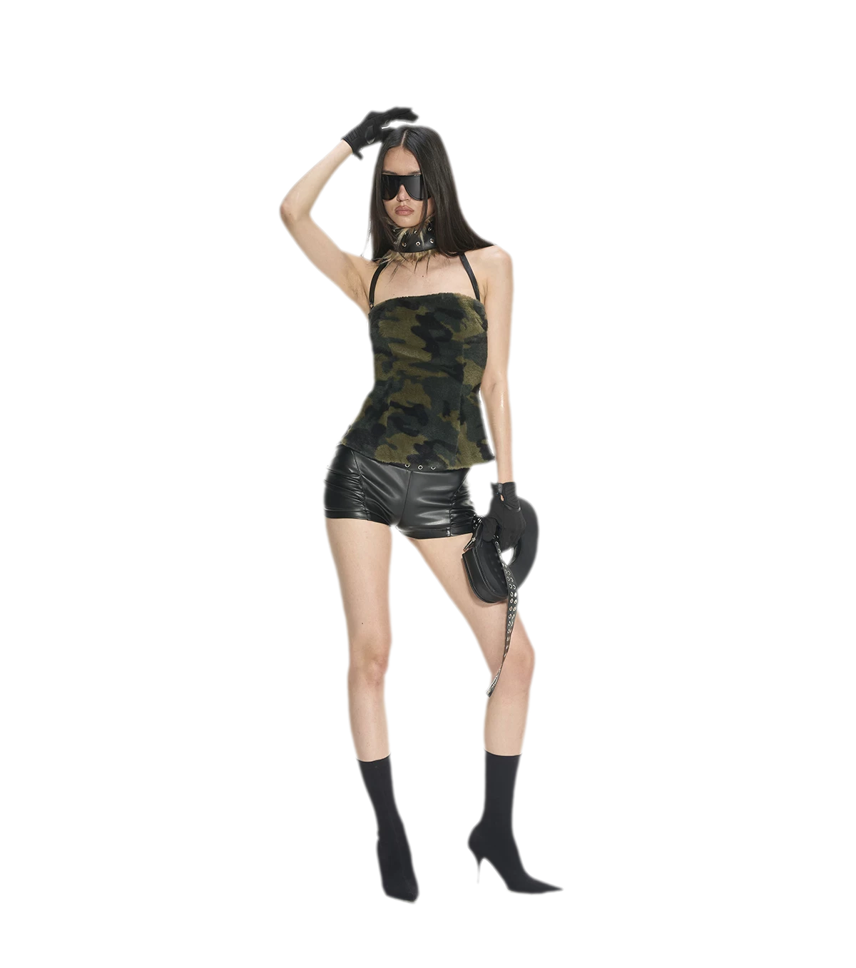 Camouflage Faux Fur Top