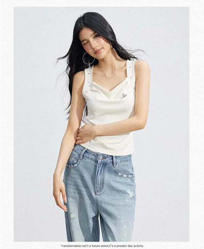Star Pleated Sleeveless Top