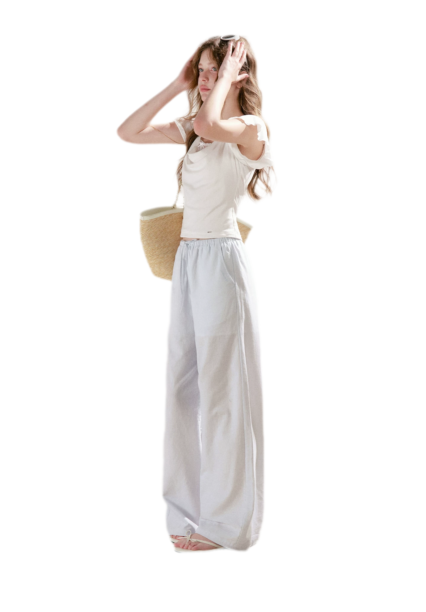 Linen Cotton Wide-Leg Trousers