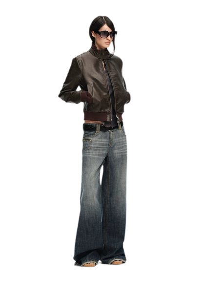 Washed Cotton Straight-Leg Jeans
