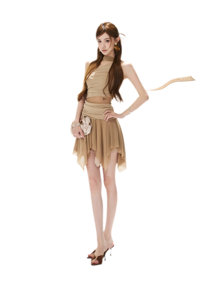 Mesh Drape Mini Dress