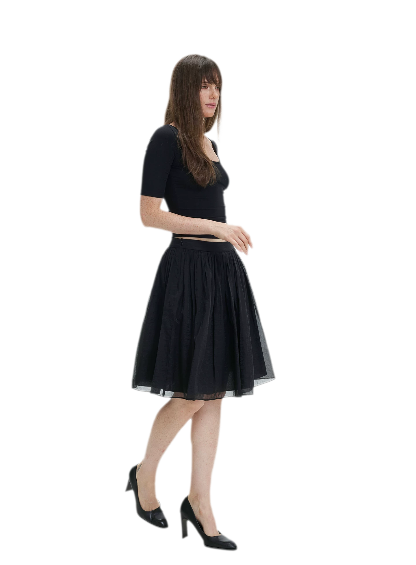 Pleated Chiffon Midi Skirt