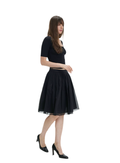 Pleated Chiffon Midi Skirt