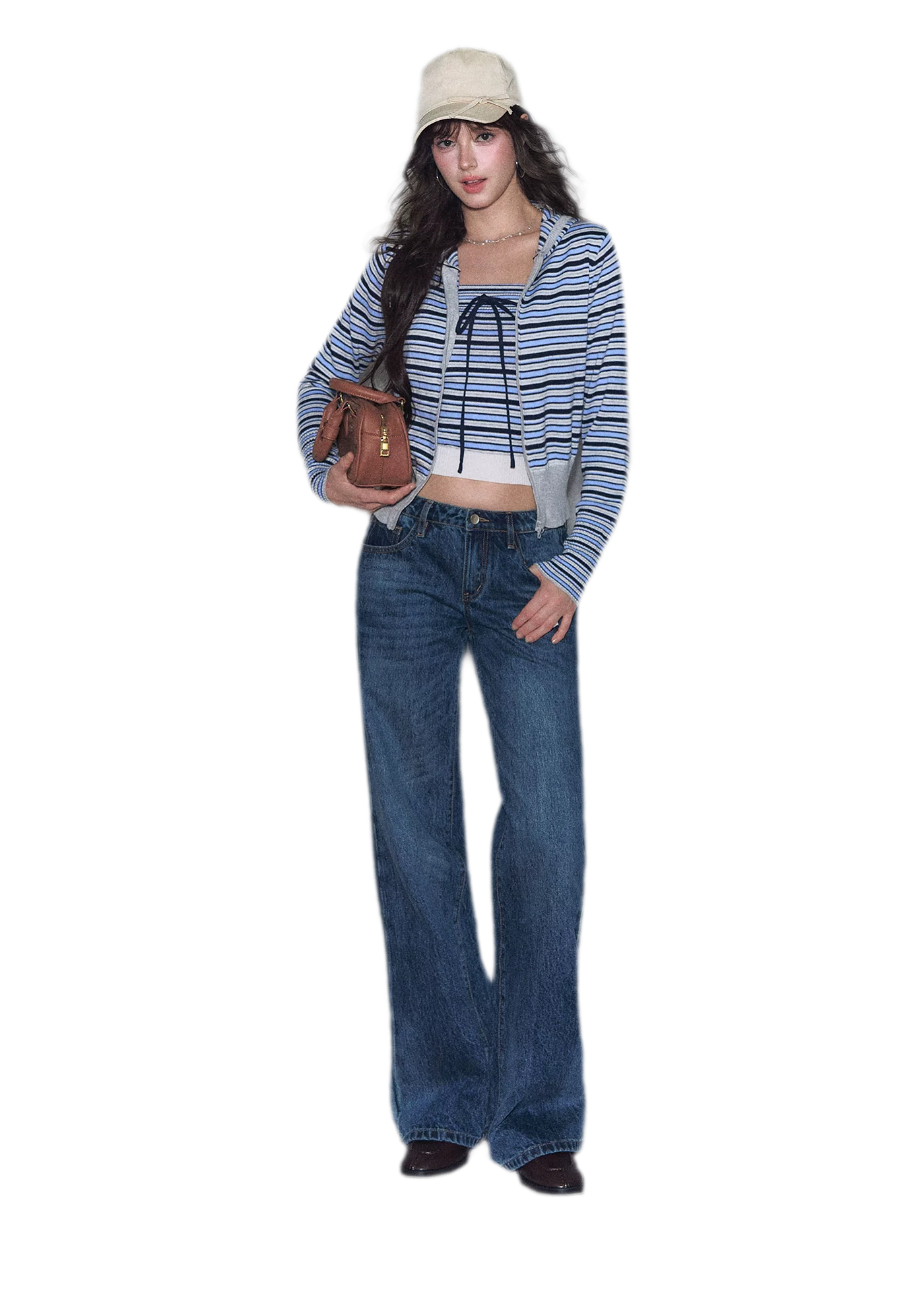 Washed Bow Embroidered Jeans