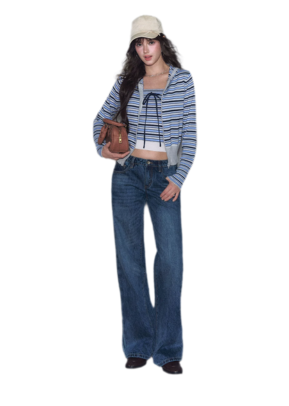 Washed Bow Embroidered Jeans