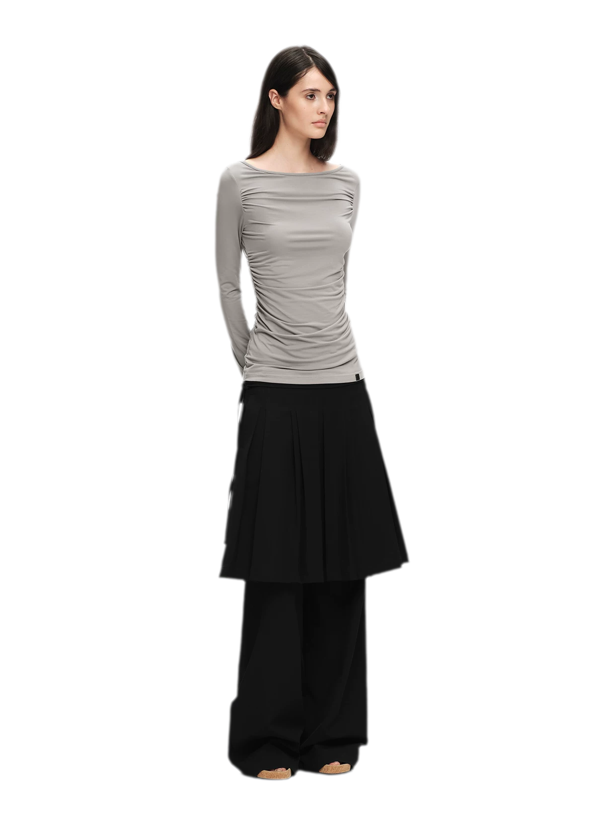 Pleated Layered Skirt Pants