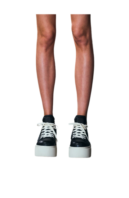 Sculptural Leather Thick-Soled Sneakers