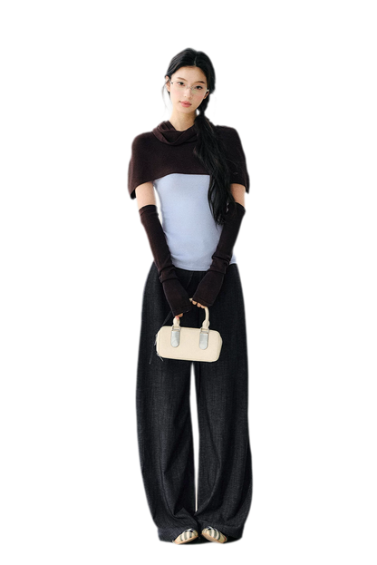 Detachable Knit Cape Set