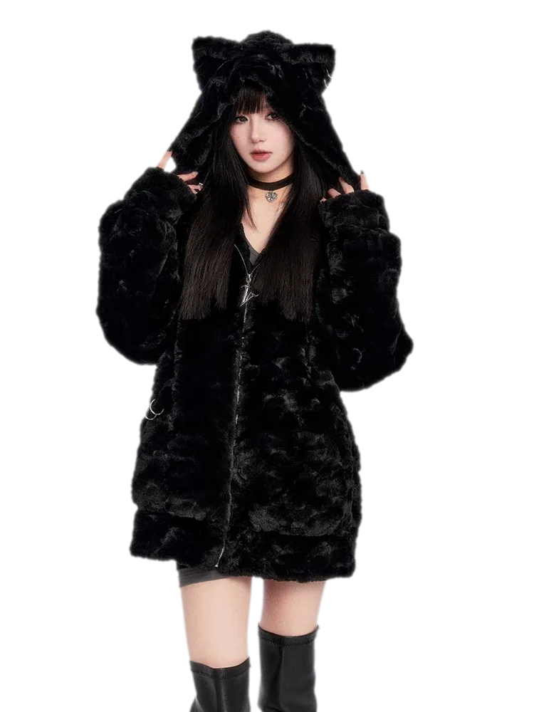 Eco Faux Fur Cat-Ear Hoodie