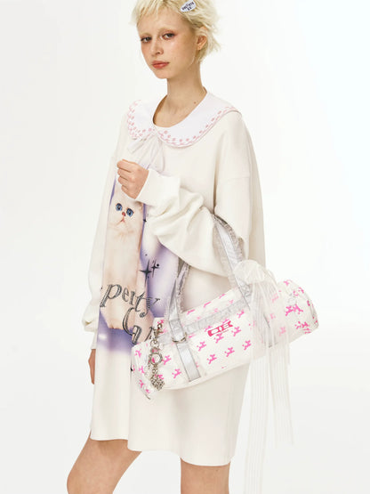 Lace Trim Boston Bag