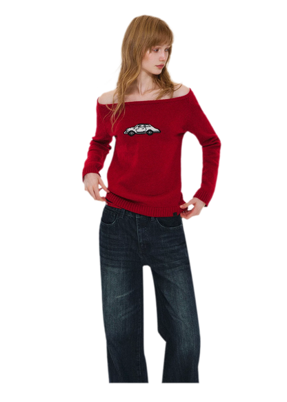 Wool Blend Jacquard Knit Sweater
