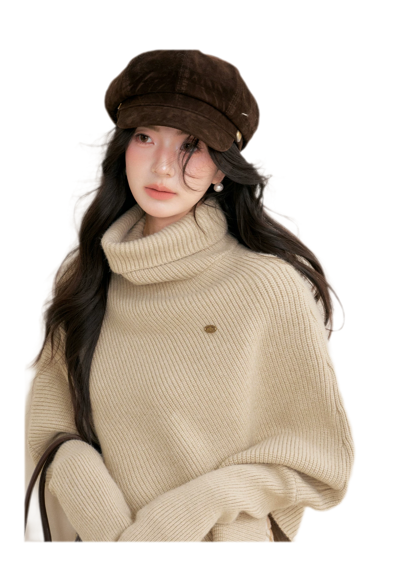 High Neck Poncho Sweater