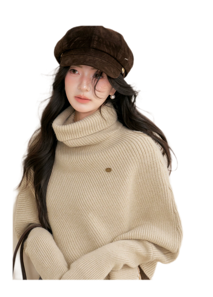 High Neck Poncho Sweater