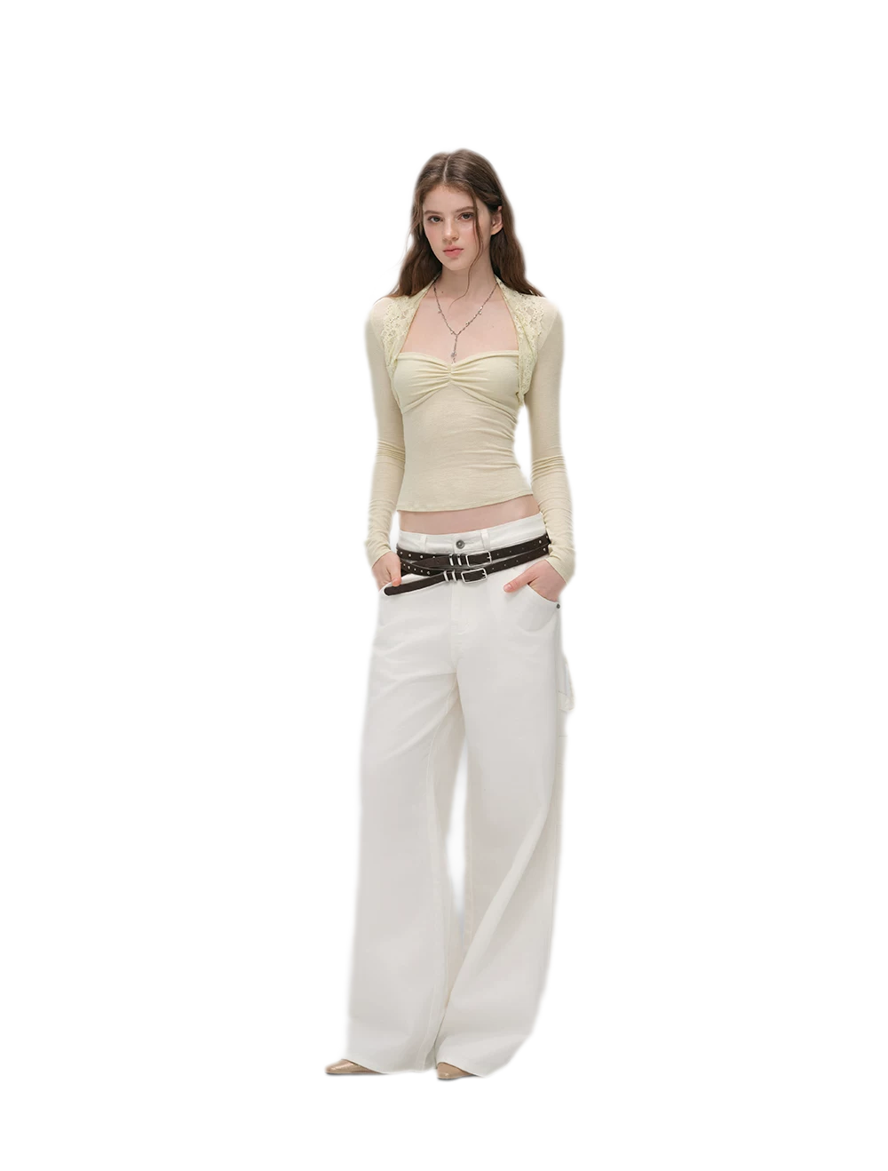 Ruched Lace Layered Top