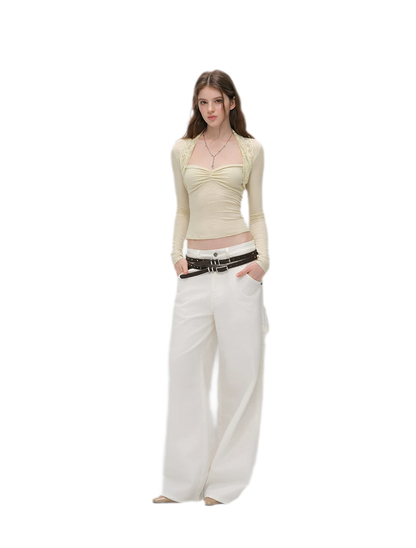 Ruched Lace Layered Top