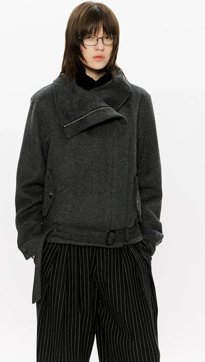 Merino Wool Cropped Belted Jacket