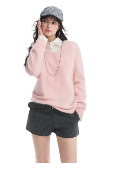 Brushed V-Neck Wool Sweater