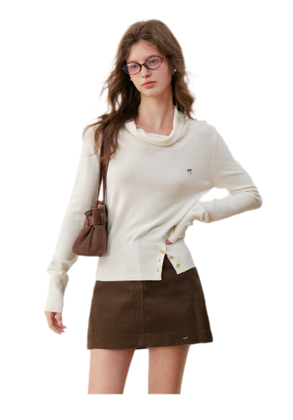 Áo dệt kim lụa len bất đối xứng