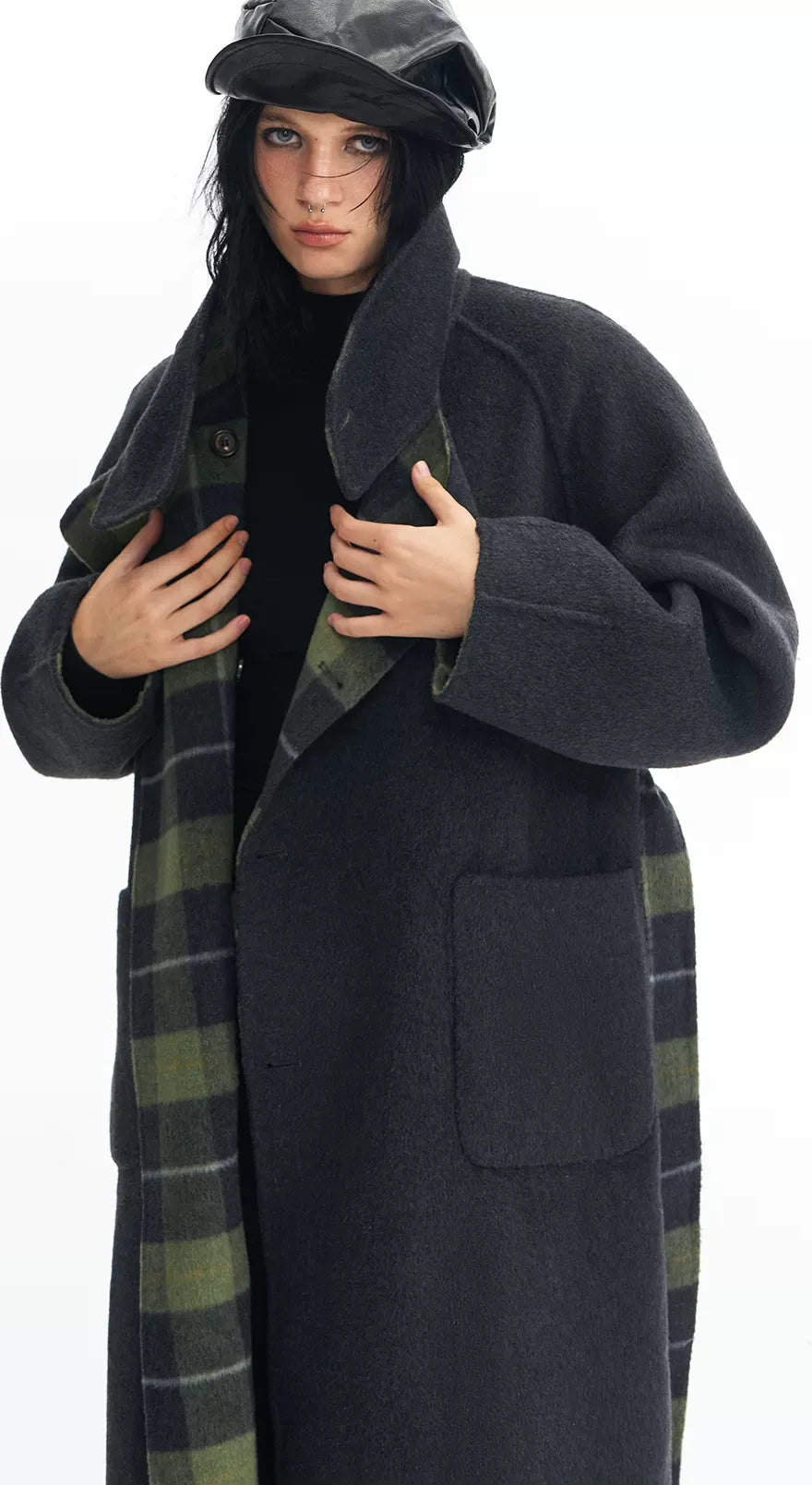 Wool Reversible Wrap Coat