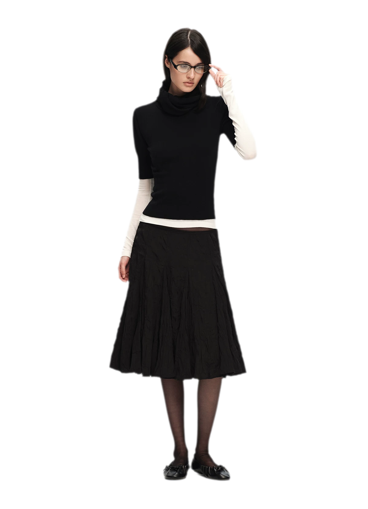 Wool-Blend Scarf-Neck Knit Top