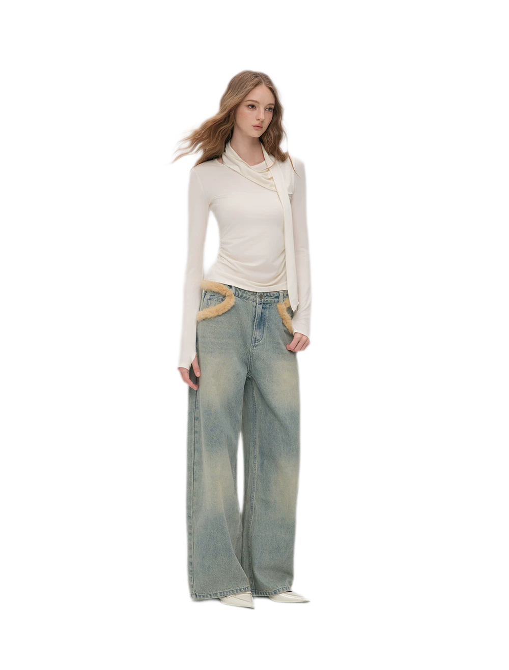 Vintage Washed Wide-Leg Jeans