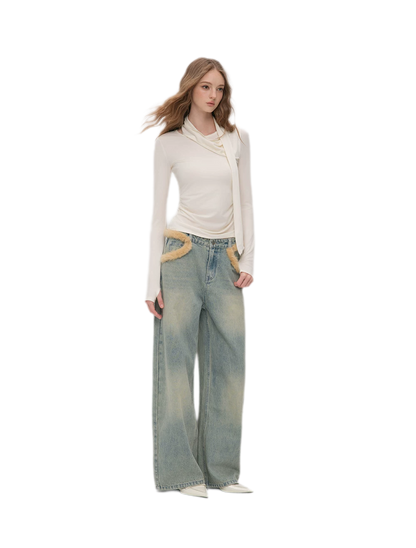 Vintage Washed Wide-Leg Jeans