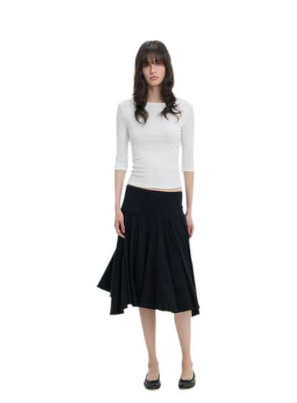 Lyocell Boat Neck Knit Top