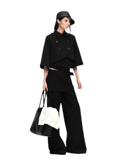 Double-Breasted Cape Vest Coat