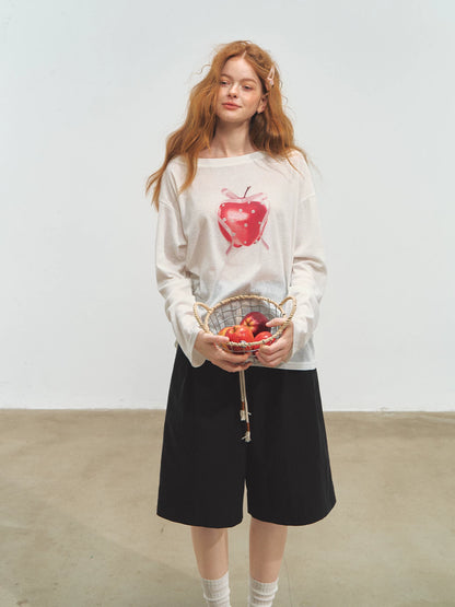 Relaxed Tie Sheer Mesh Long Sleeve T-Shirt