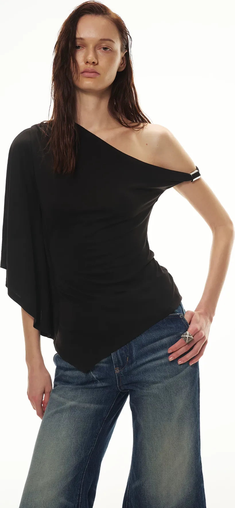 Modal Asymmetrical Single-Shoulder Top