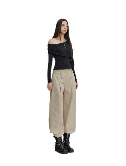 Asymmetrical Button Shoulder Top