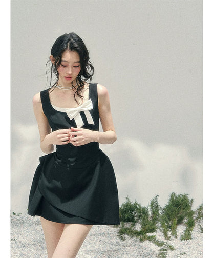 Sleek Bowknot Mini Dress