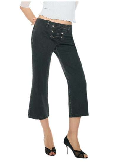 Vintage Pirate Buckle Denim Capris